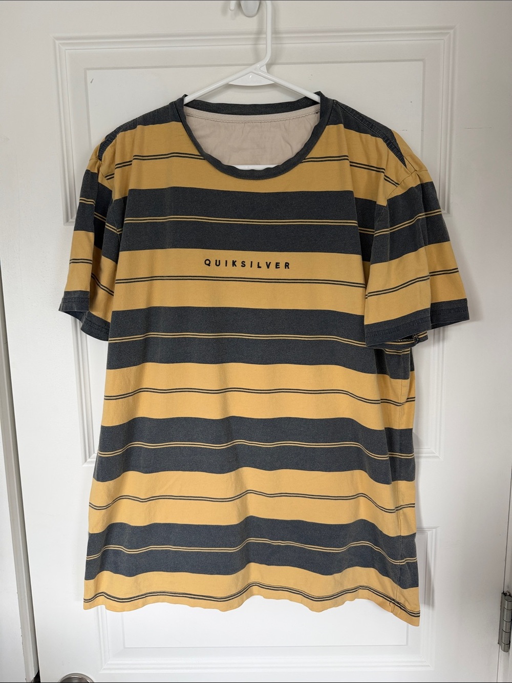 Quiksilver Striped Short-Sleeve Tee in Mustard and Charcoal